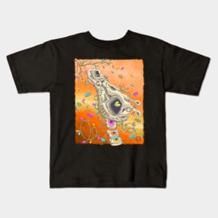 Giraffe Skull Head -Dia De Los Muertos -  Colorful Giraffe - Wild Life Kids T-Shirt